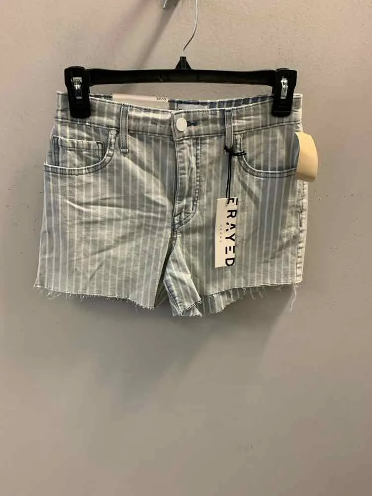 NWT Size 0 FRAYED BOTTOMS LT BLU/CRM Stripe SHORT Shorts