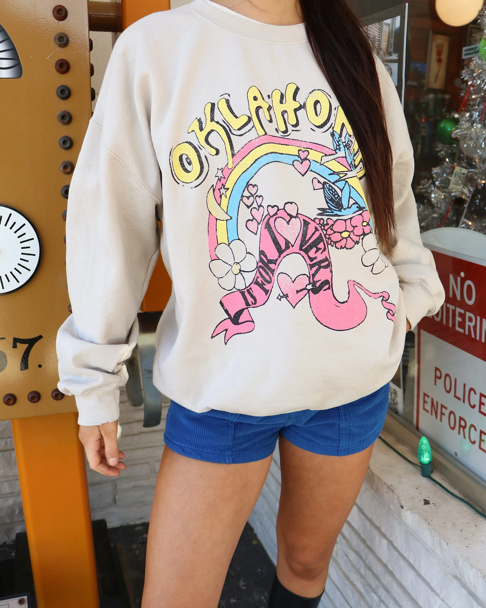 OK Is For Lovers Sand Thrifted Sweatshirt