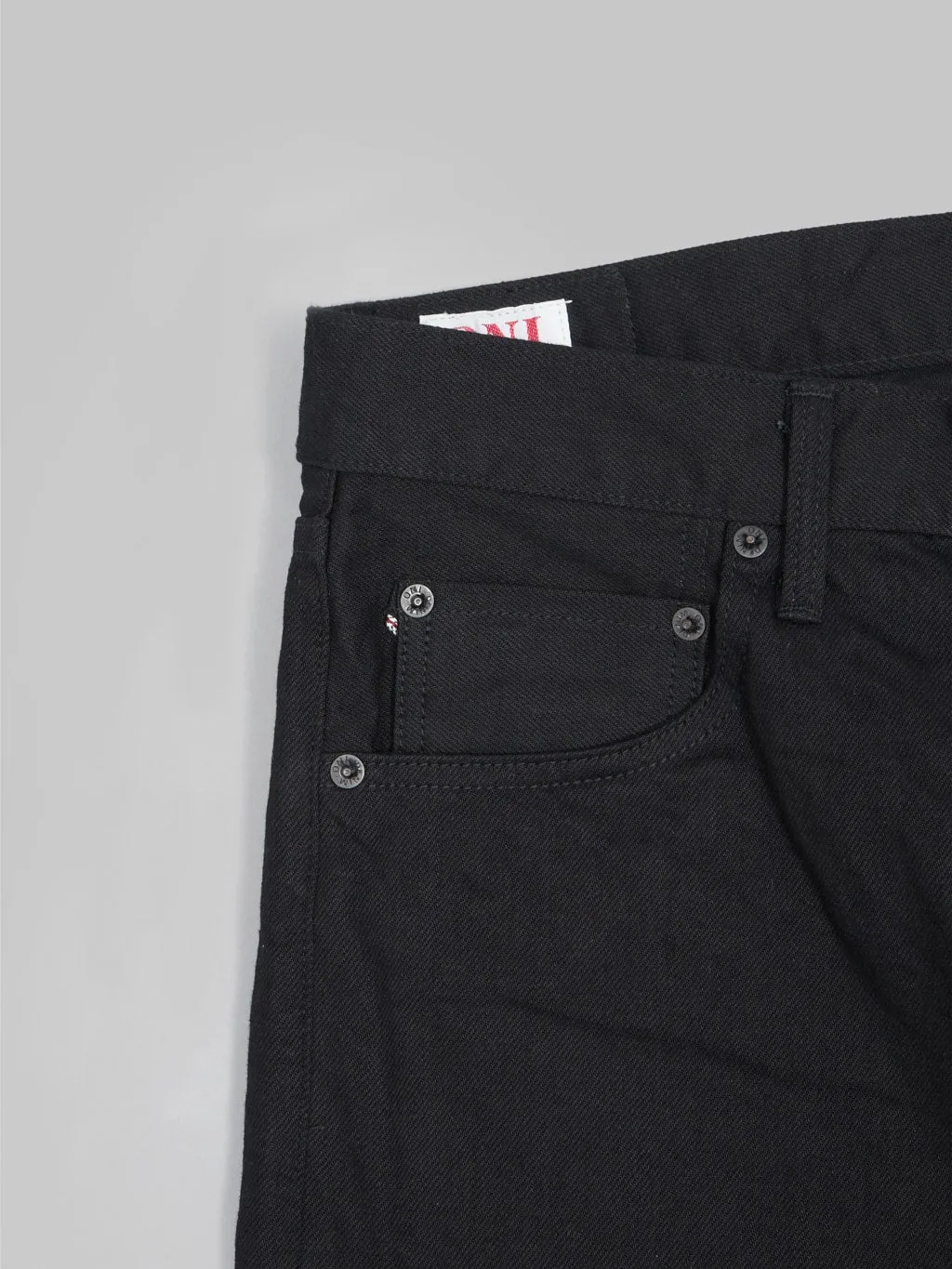 Premium 13oz Jet Black Denim ONI 566-13BK Semi-Tight Straight Jeans