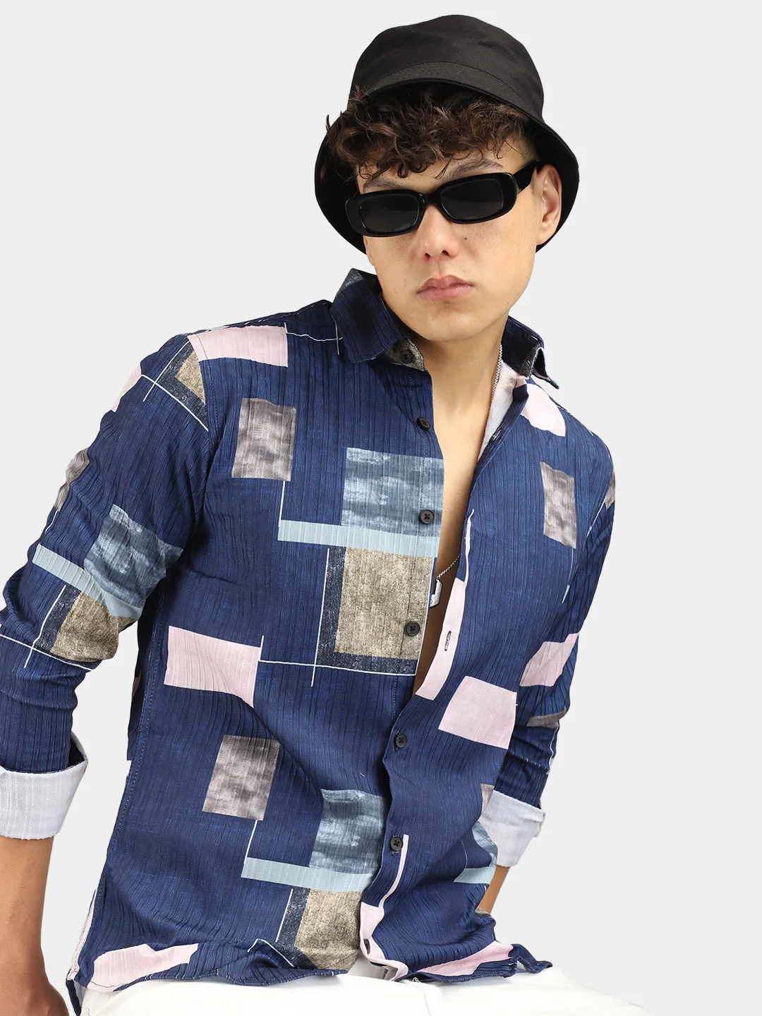 Patching Blue Crush Print Shirt