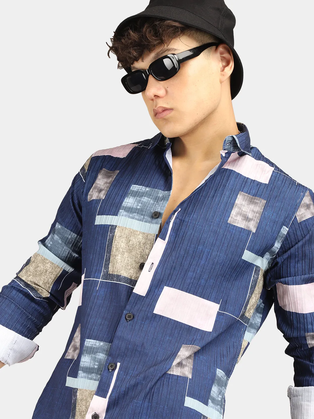 Patching Blue Crush Print Shirt