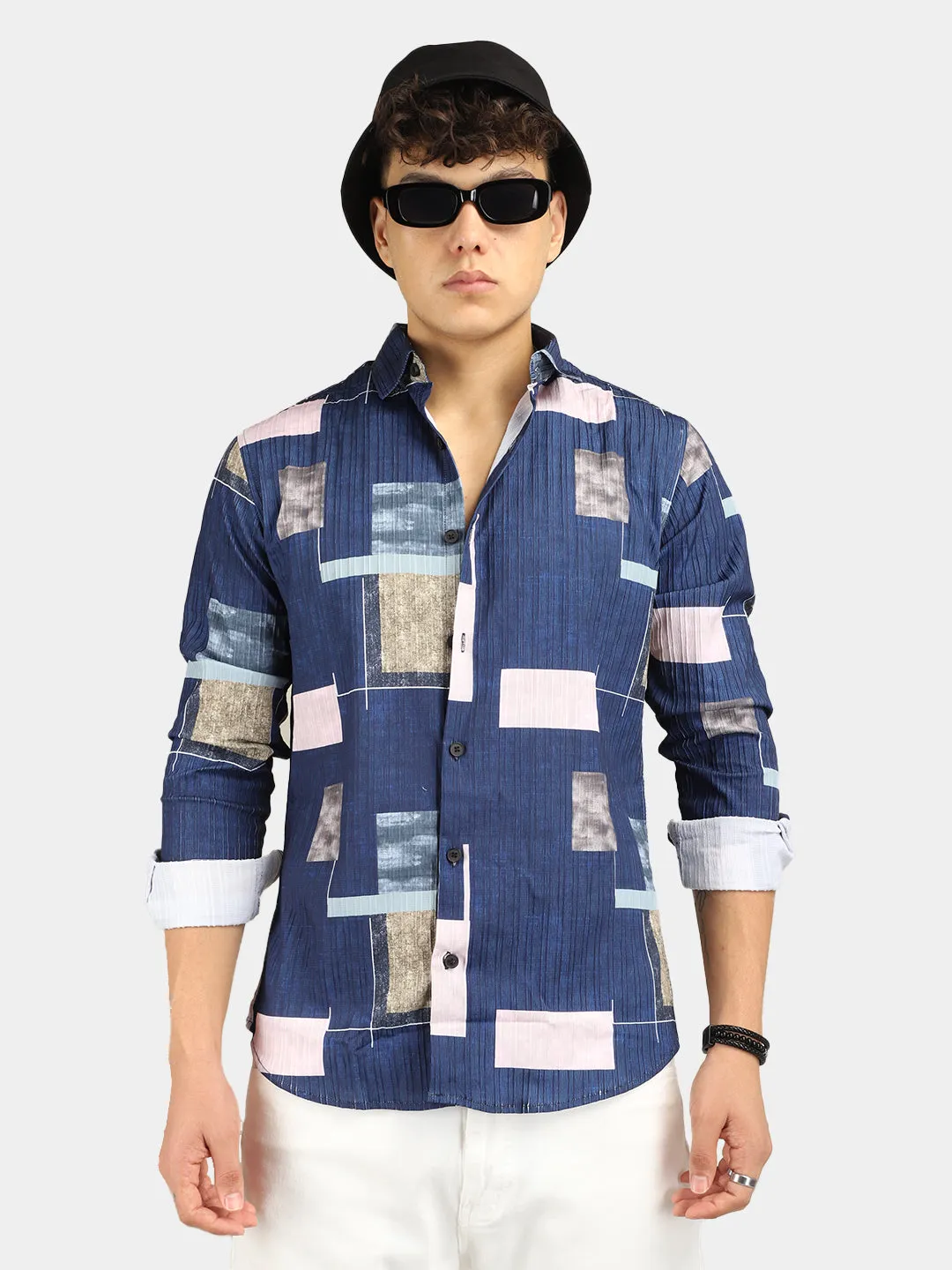 Patching Blue Crush Print Shirt