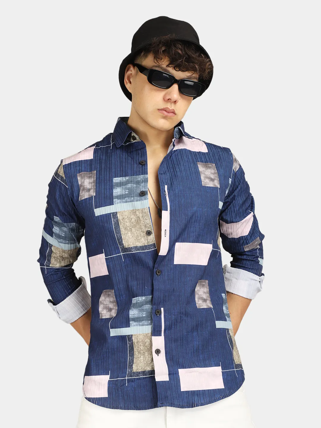 Patching Blue Crush Print Shirt