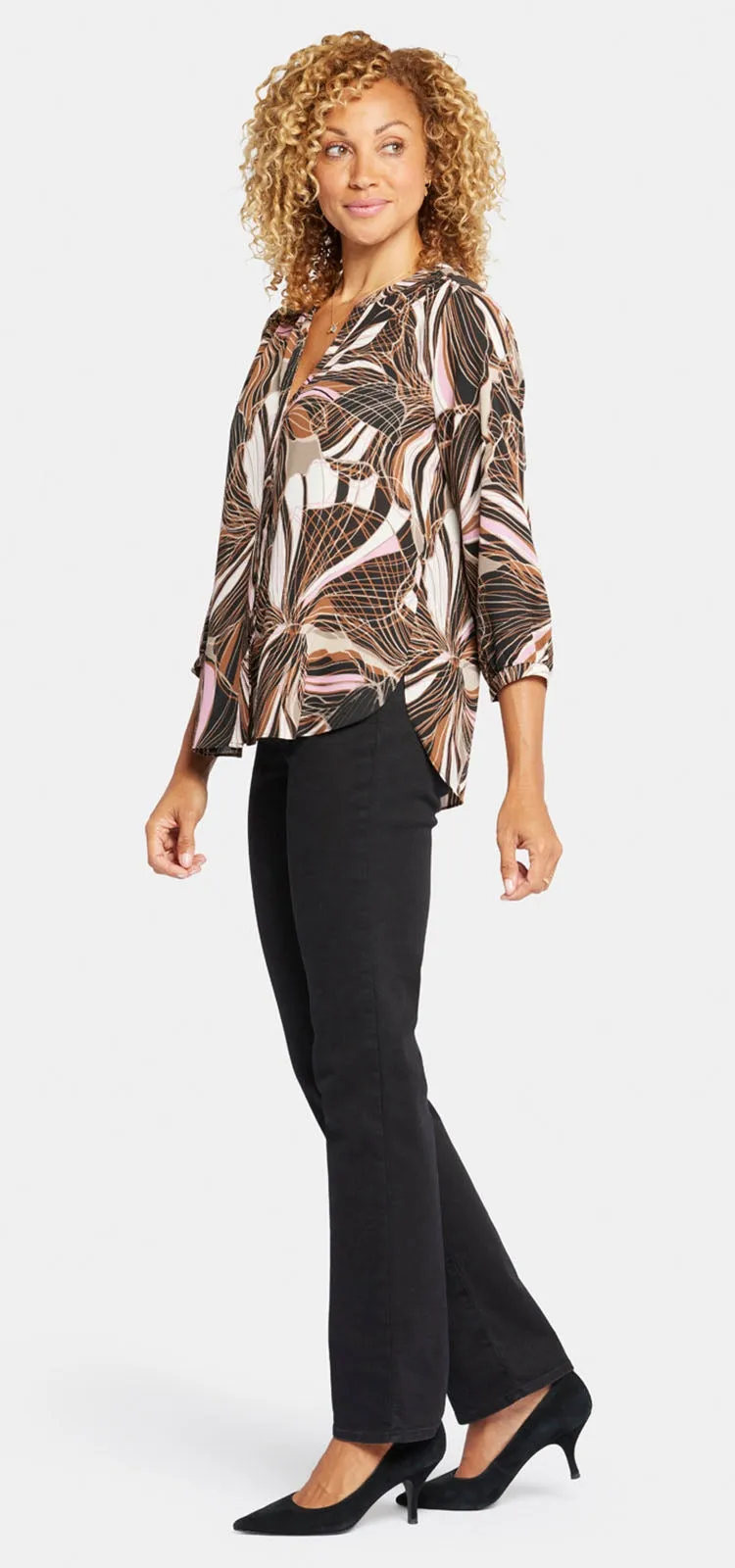 Pintuck Blouse Grafische Print | Half Moon Bay