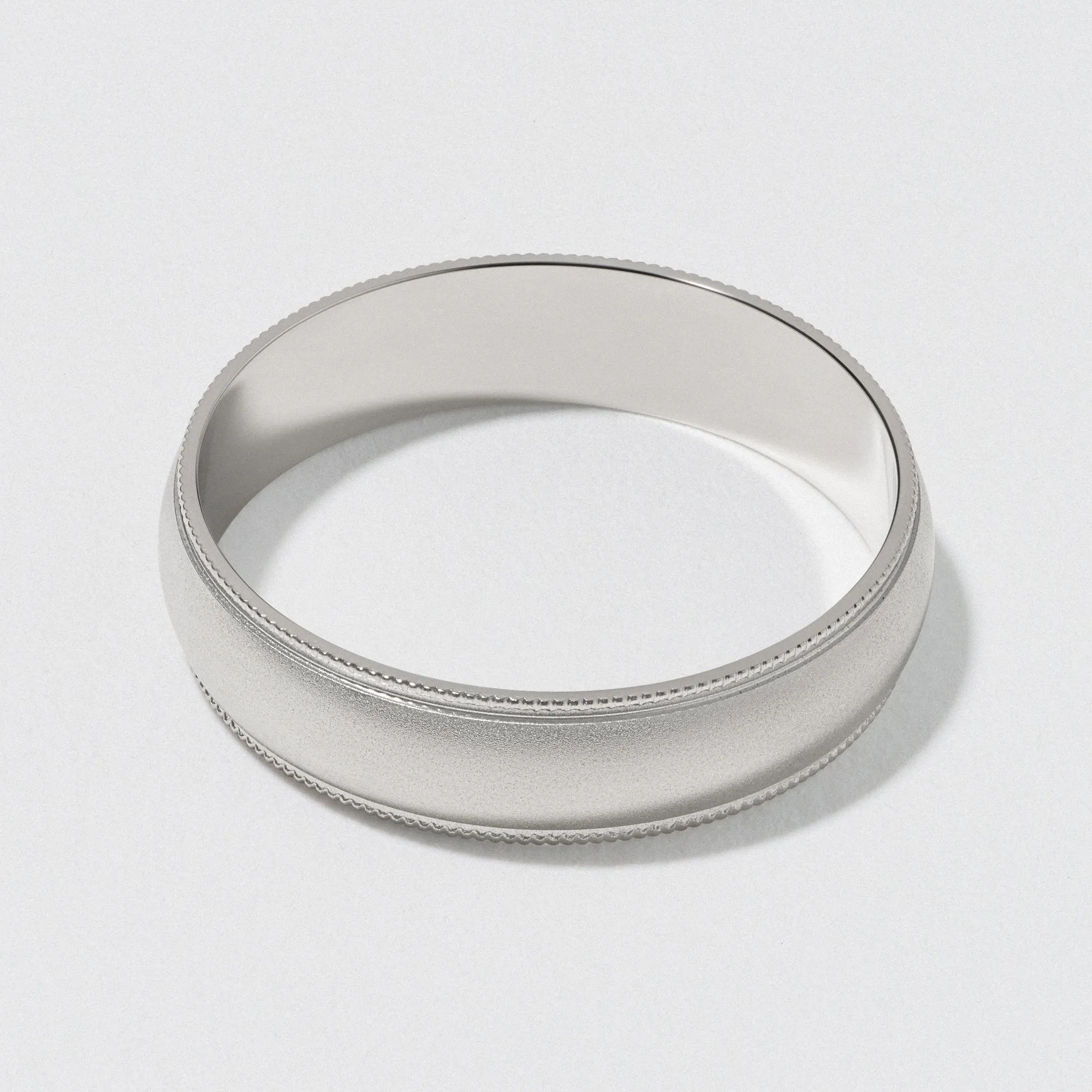 Platinum Classic Milgrain Wedding Band - Matte 5mm