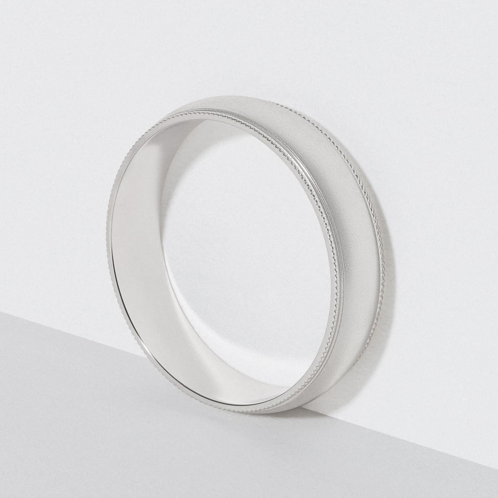 Platinum Classic Milgrain Wedding Band - Matte 5mm