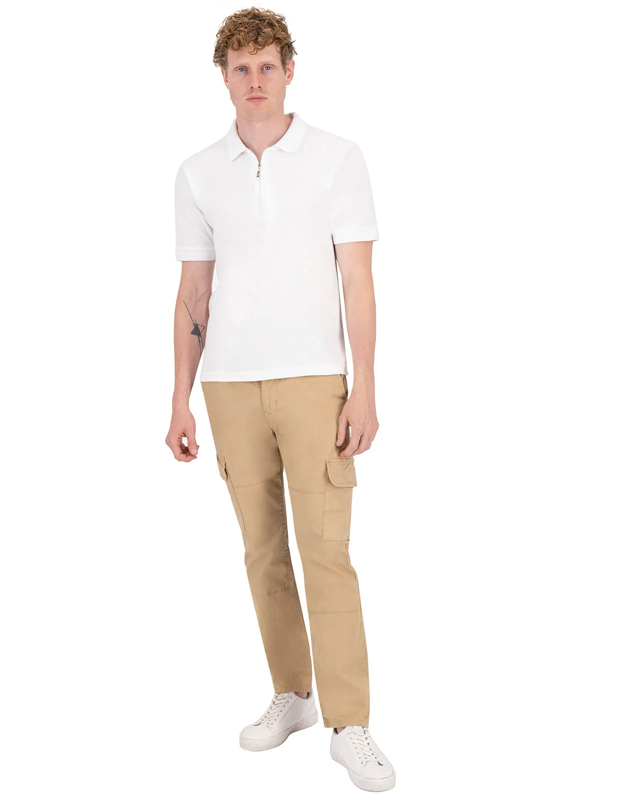 Playera Polo Con Cierre Holstone Slim Fit - Blanco