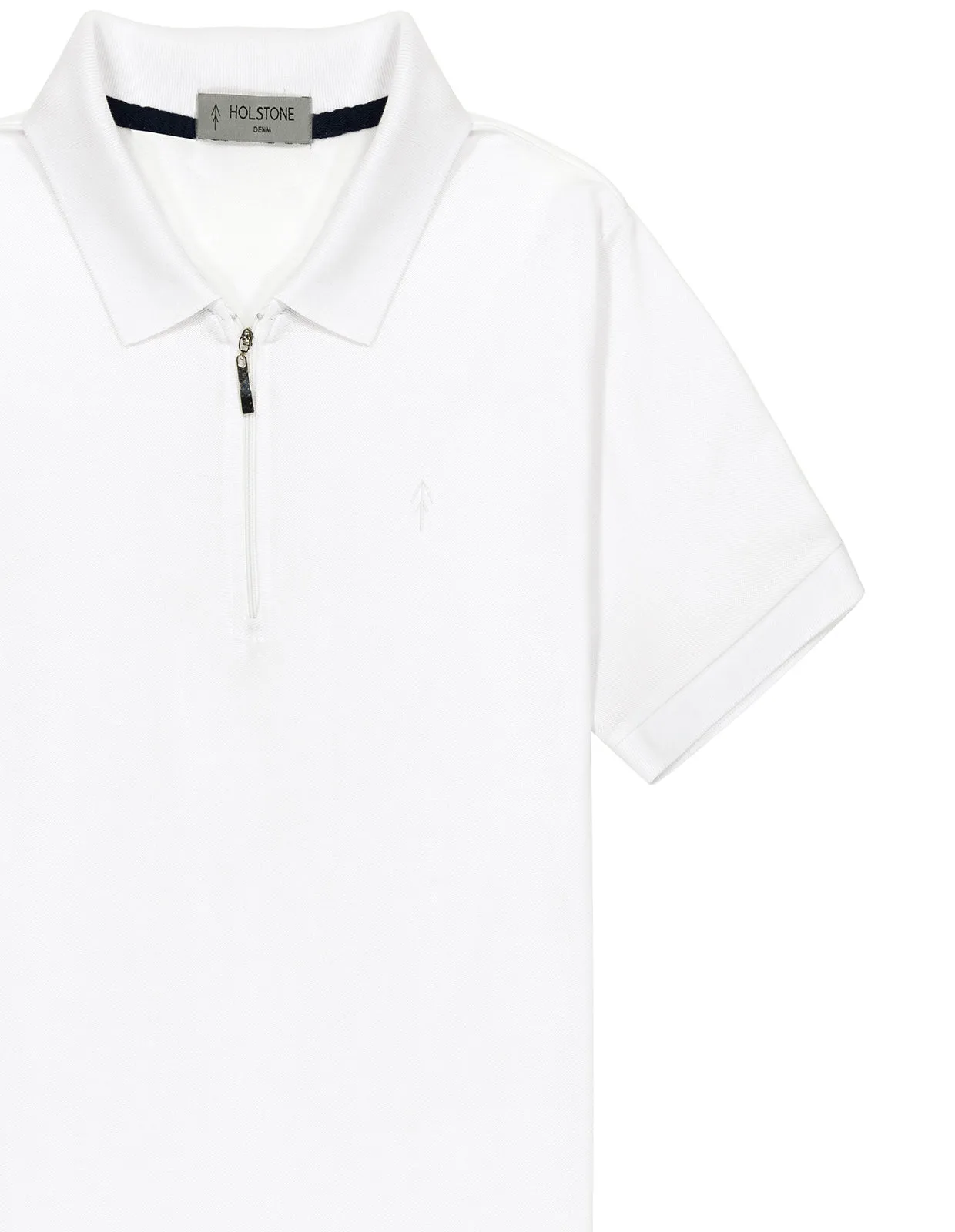 Playera Polo Con Cierre Holstone Slim Fit - Blanco