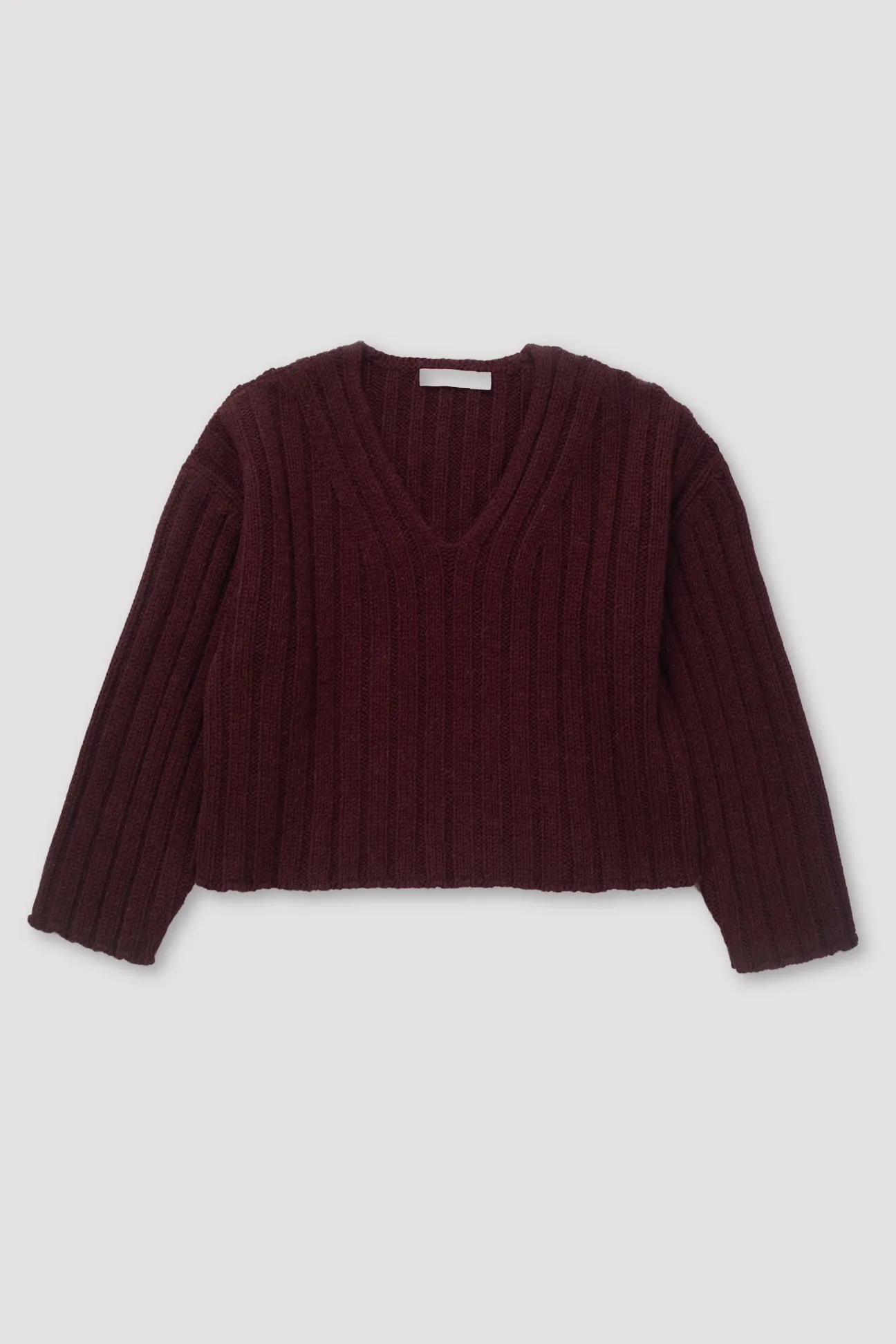 Plum Cropped Rib Pullover