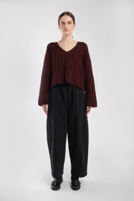 Plum Cropped Rib Pullover