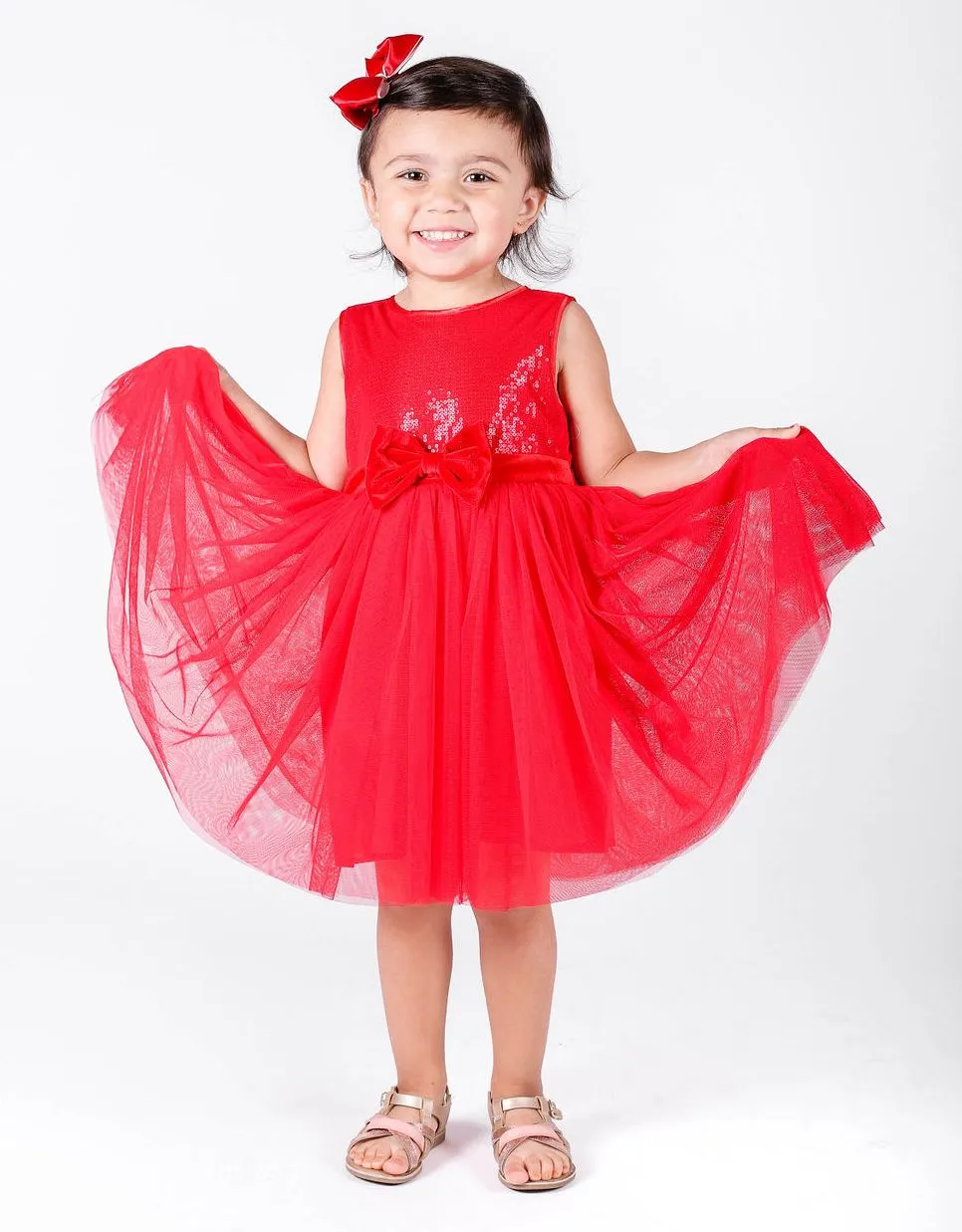 Popatu Little Girls Sequins Big Bow Tulle Dress