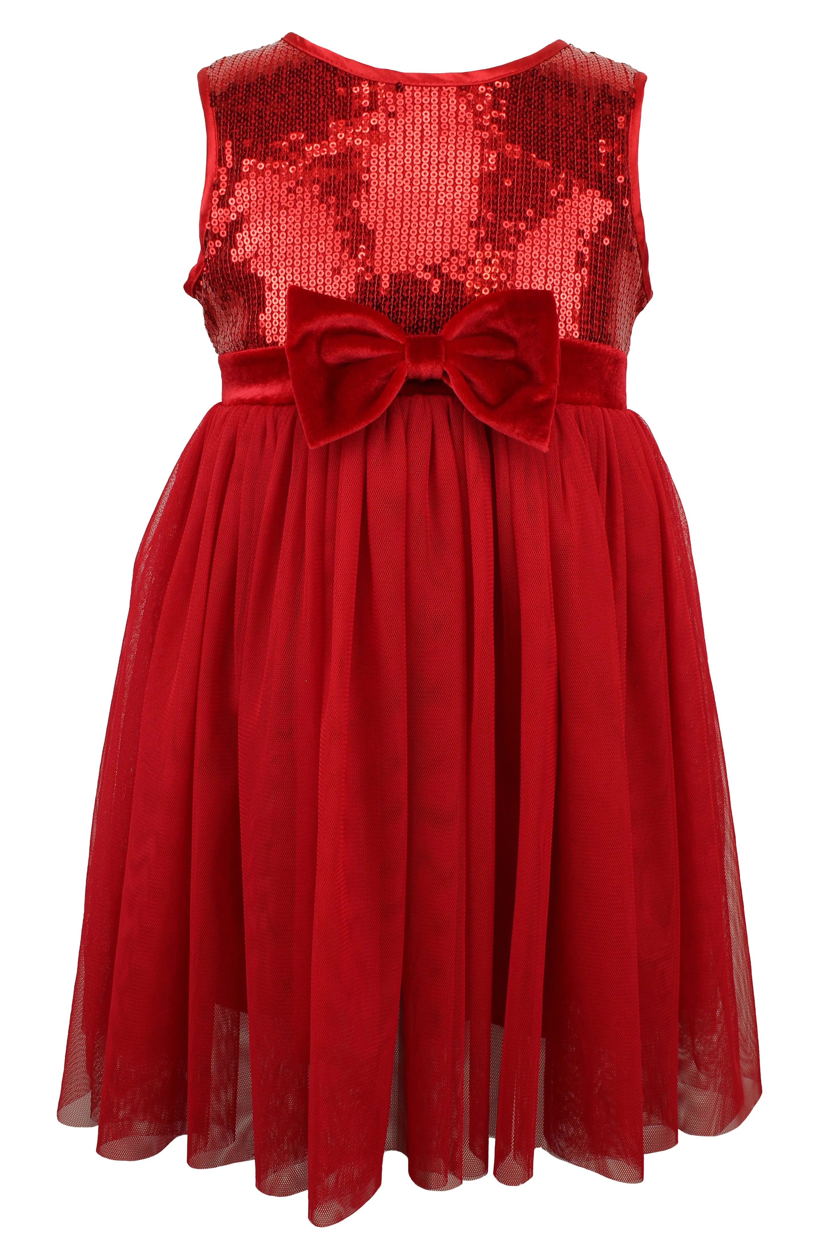 Popatu Little Girls Sequins Big Bow Tulle Dress