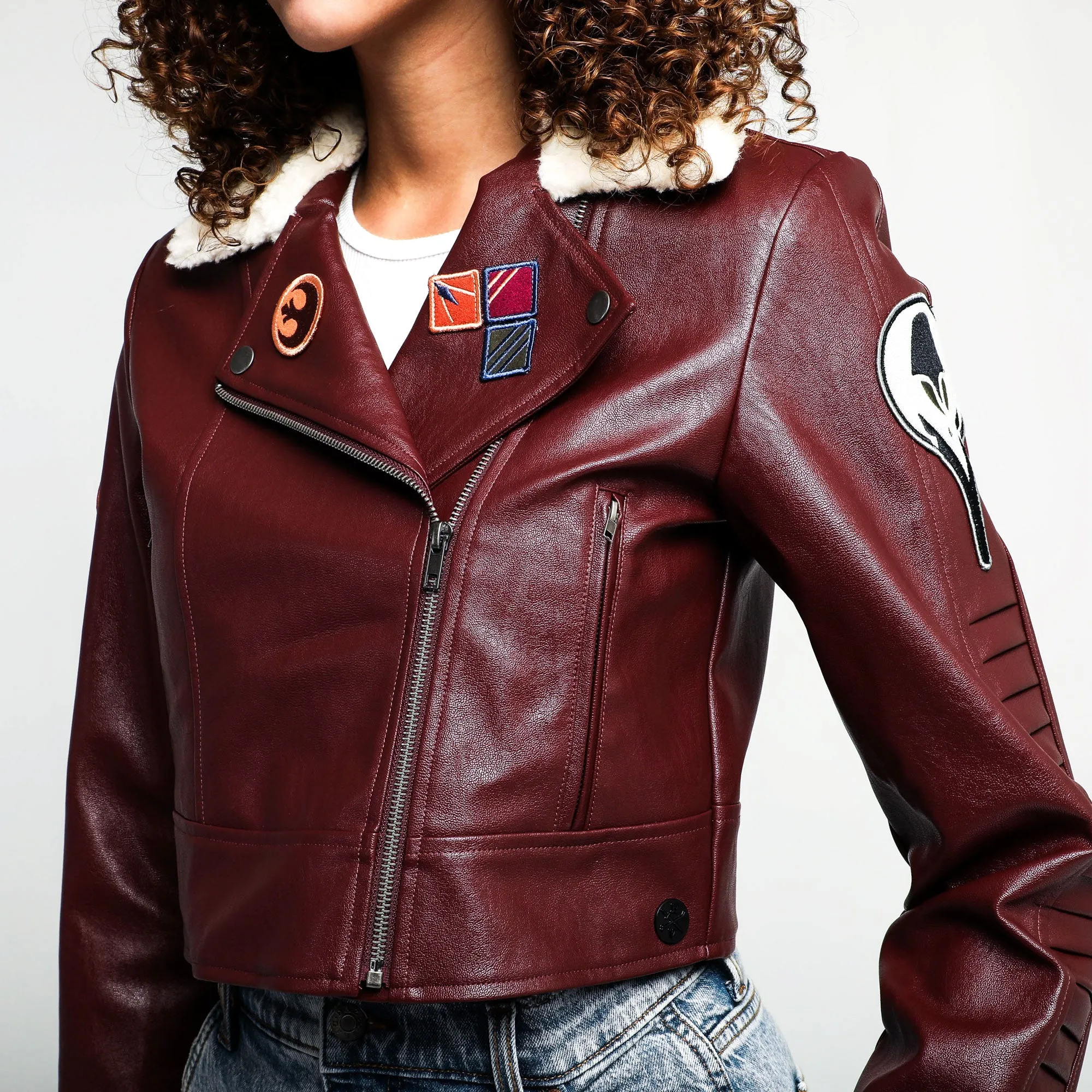 Rebel Faux Leather Cropped Moto Jacket