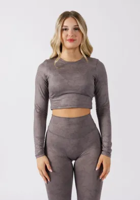 Reluna™ Long Sleeve Crop Gunmetal