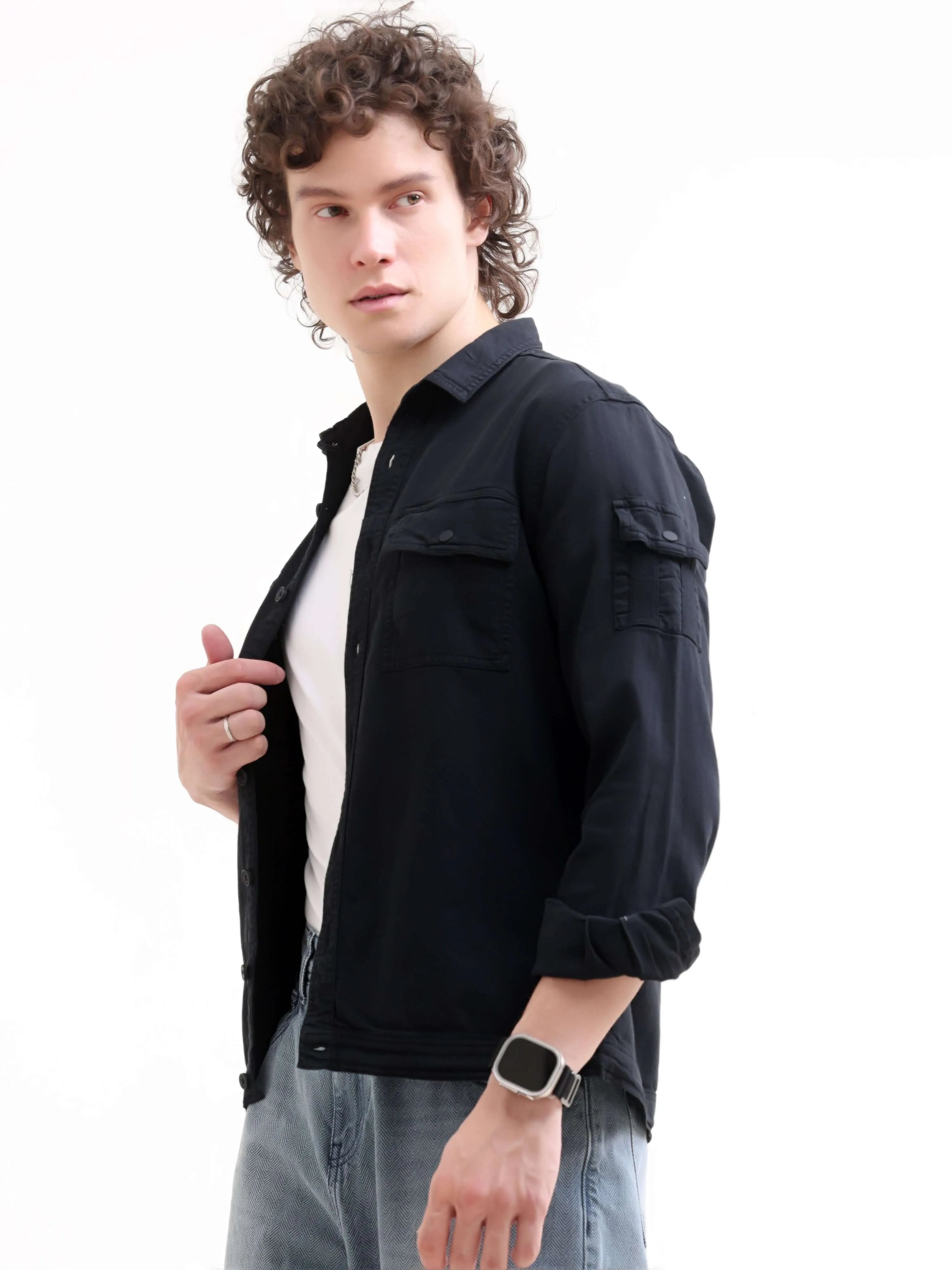 Rubans black denim overshirt