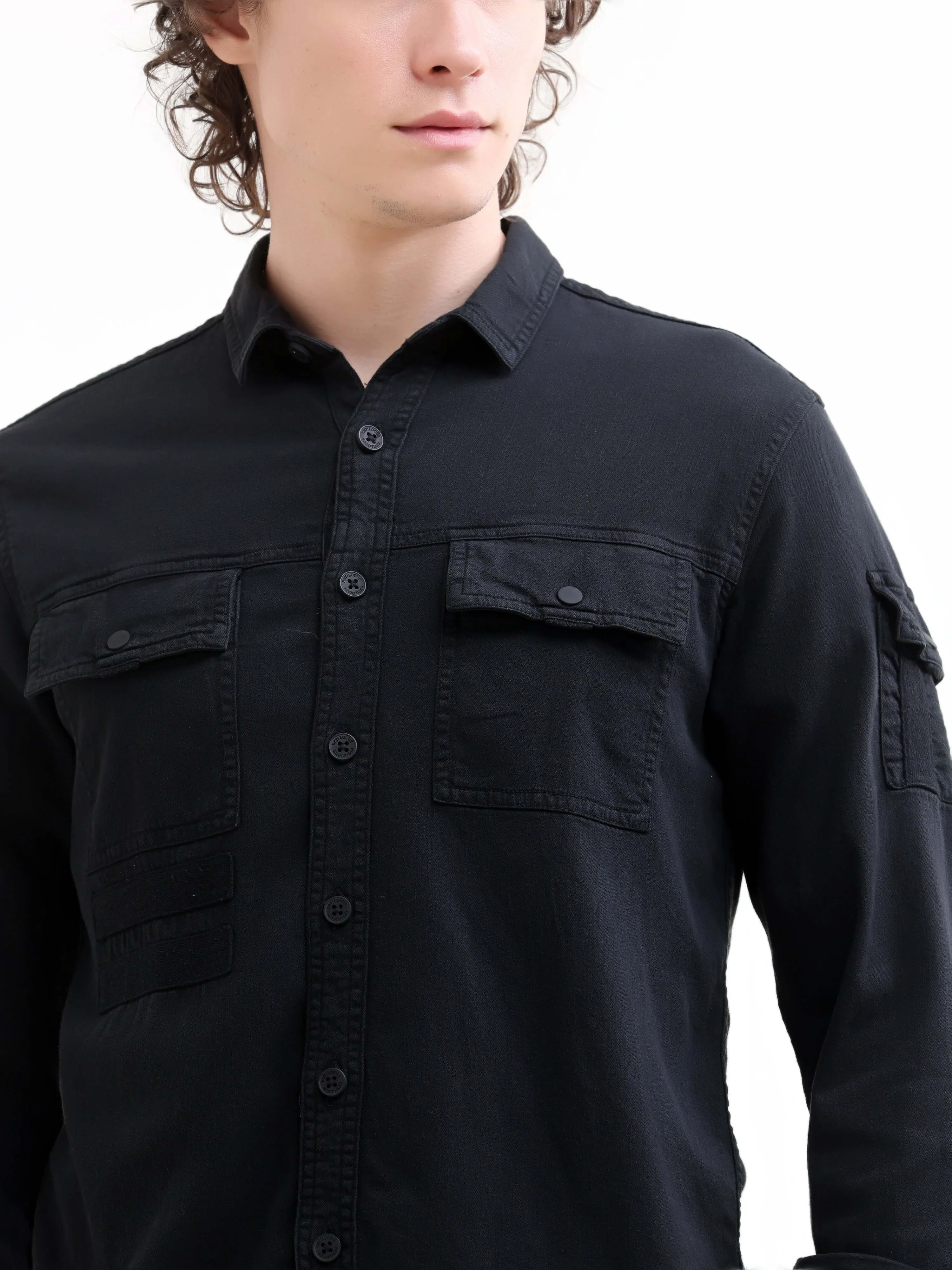 Rubans black denim overshirt