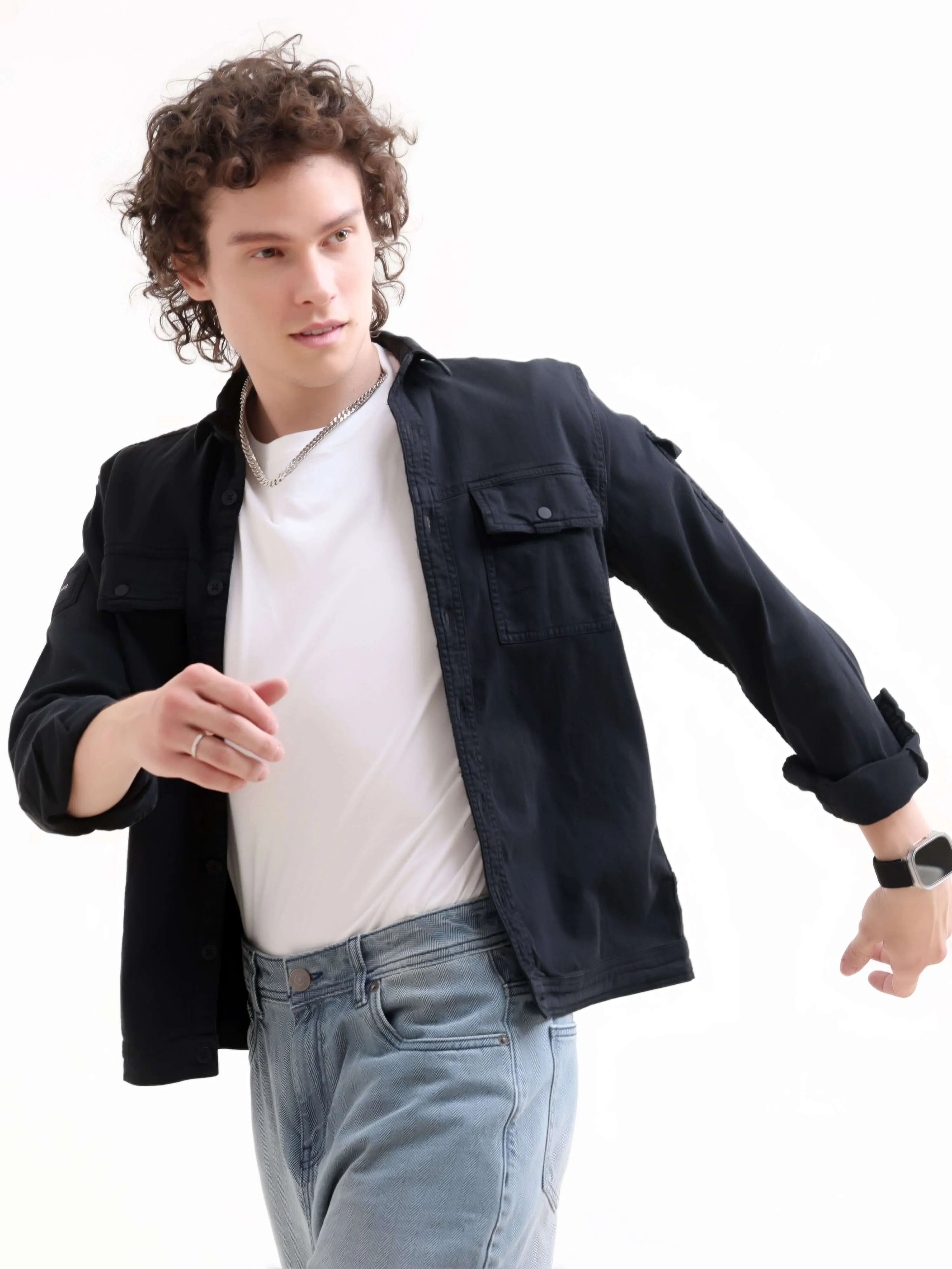 Rubans black denim overshirt