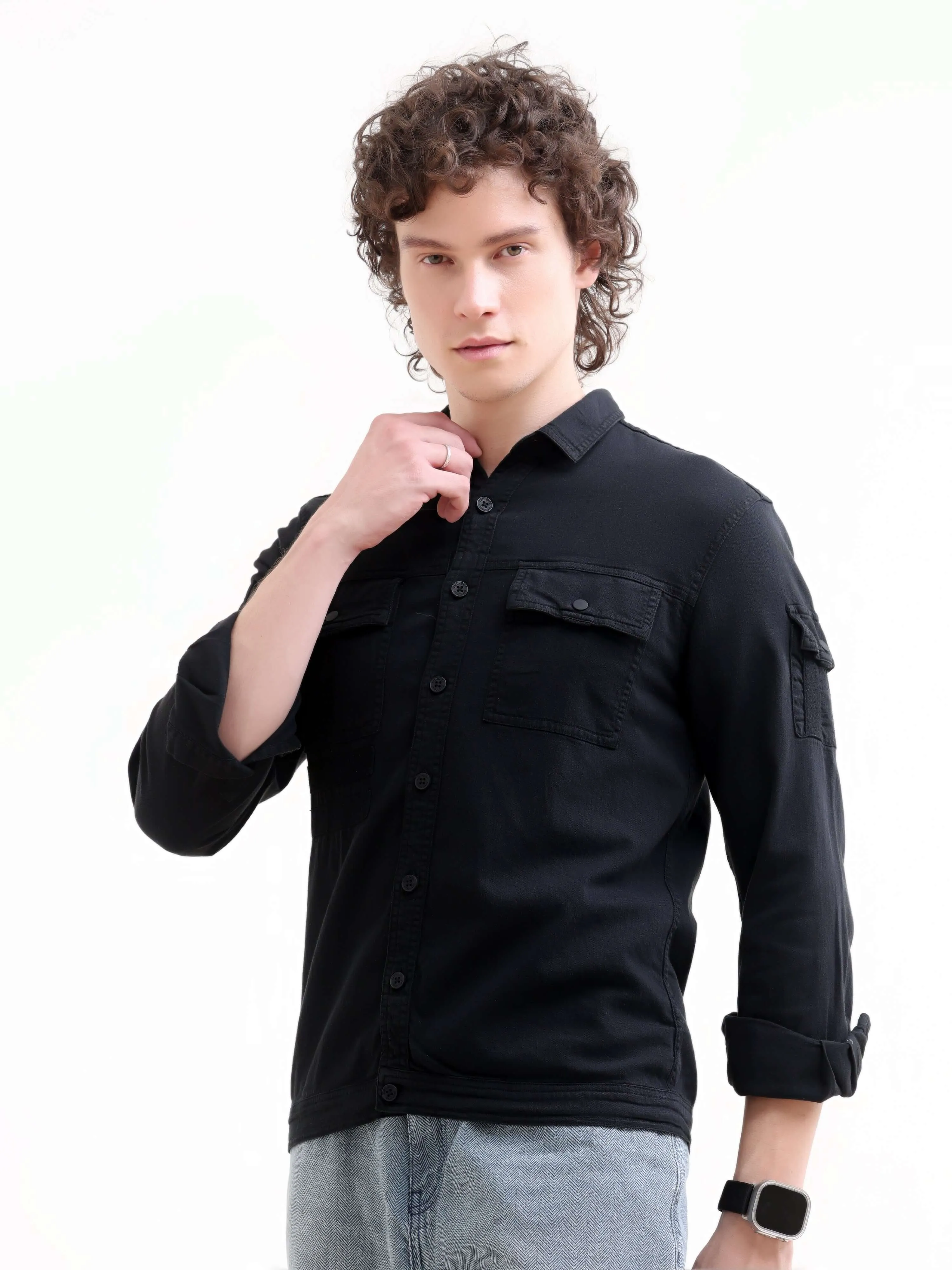 Rubans black denim overshirt