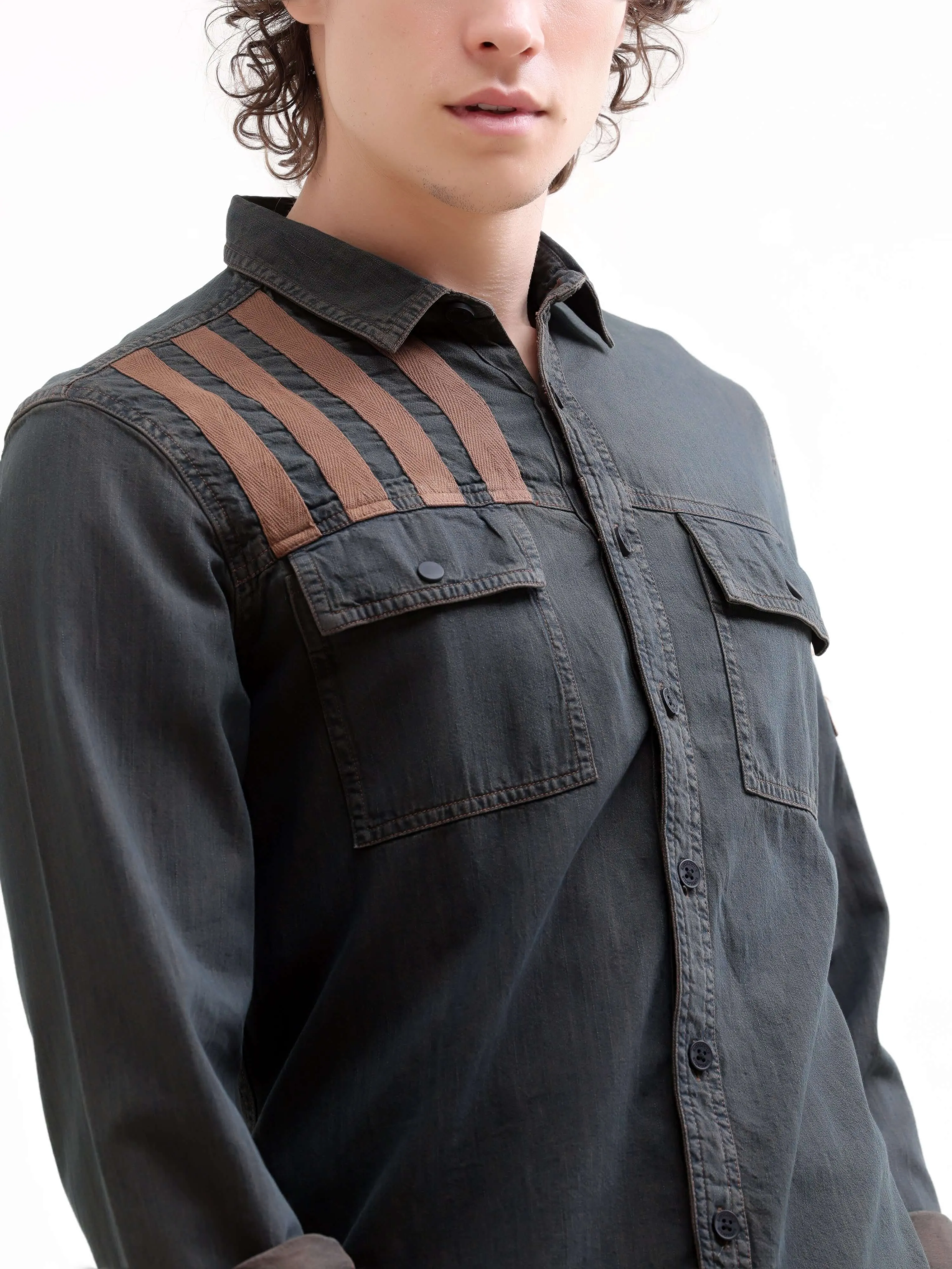 Rubans brown denim overshirt