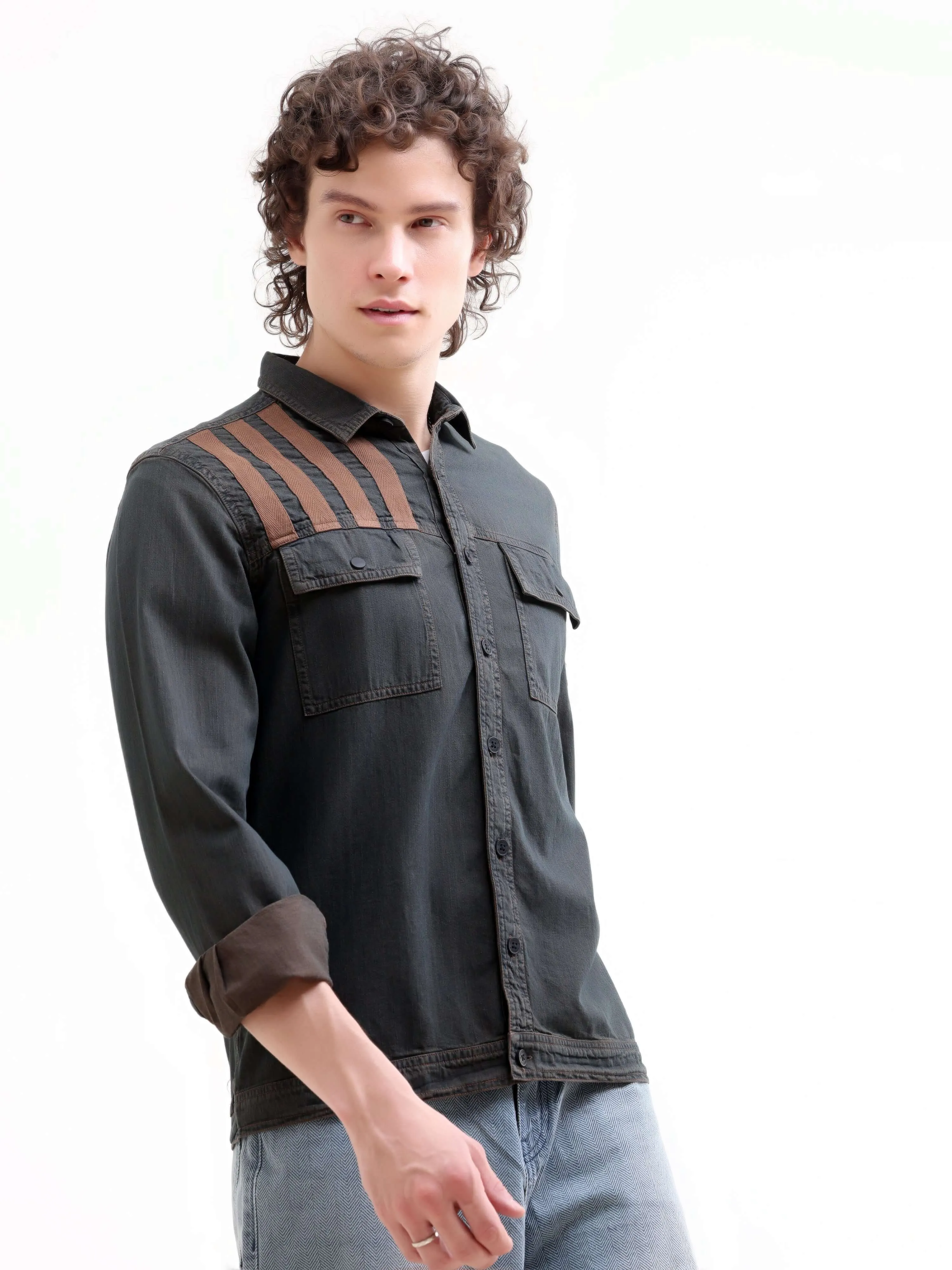 Rubans brown denim overshirt