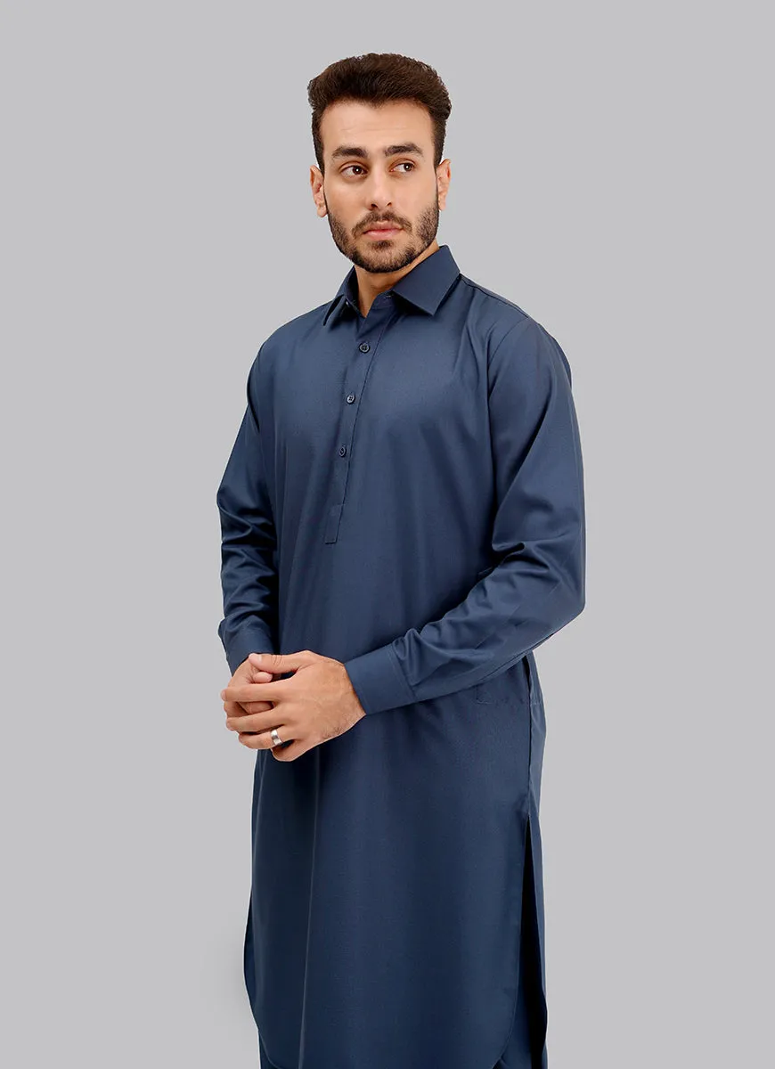 Shalwar Kameez - Zhob Navy Blue Plain