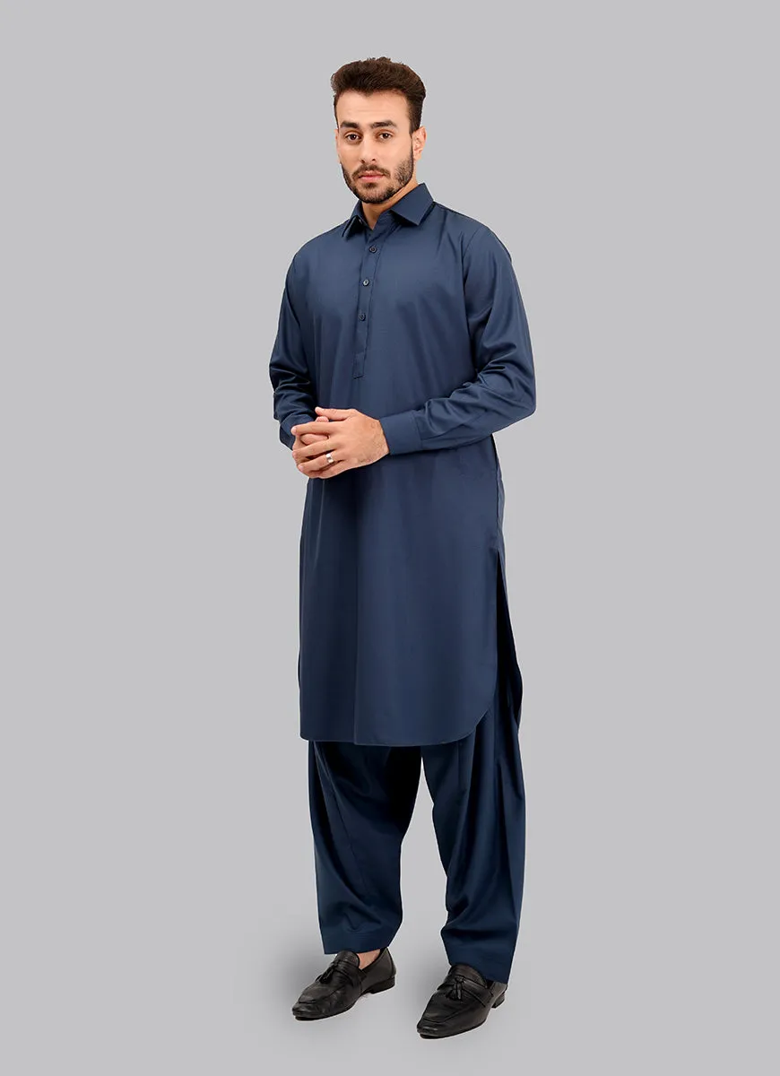 Shalwar Kameez - Zhob Navy Blue Plain