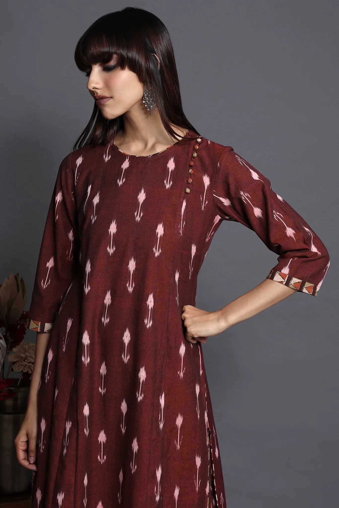 side potli long kurta with slit - sienna sway & rustic charm