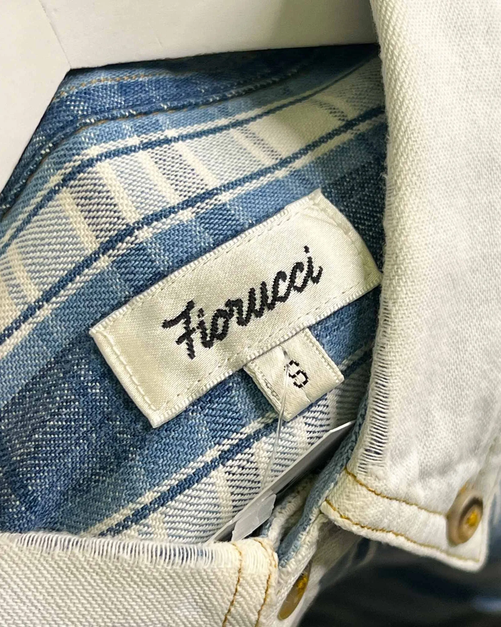 Size S - Fiorucci Blue Check Denim Collar Shirt