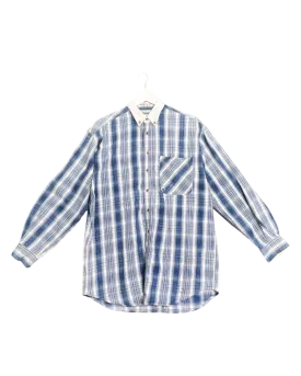 Size S - Fiorucci Blue Check Denim Collar Shirt