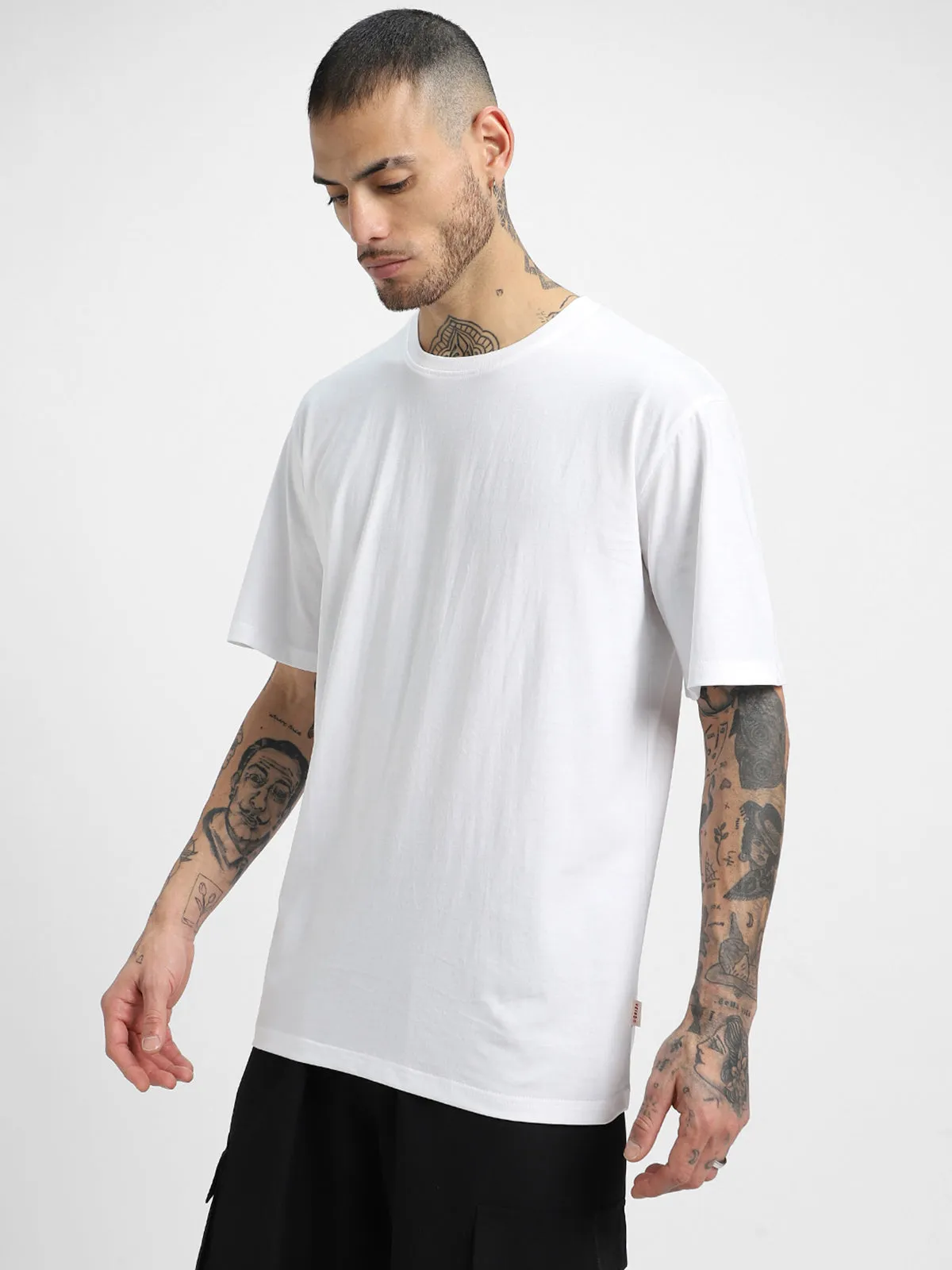 STAY WILD White Oversized Back Puff Printed Tshirt