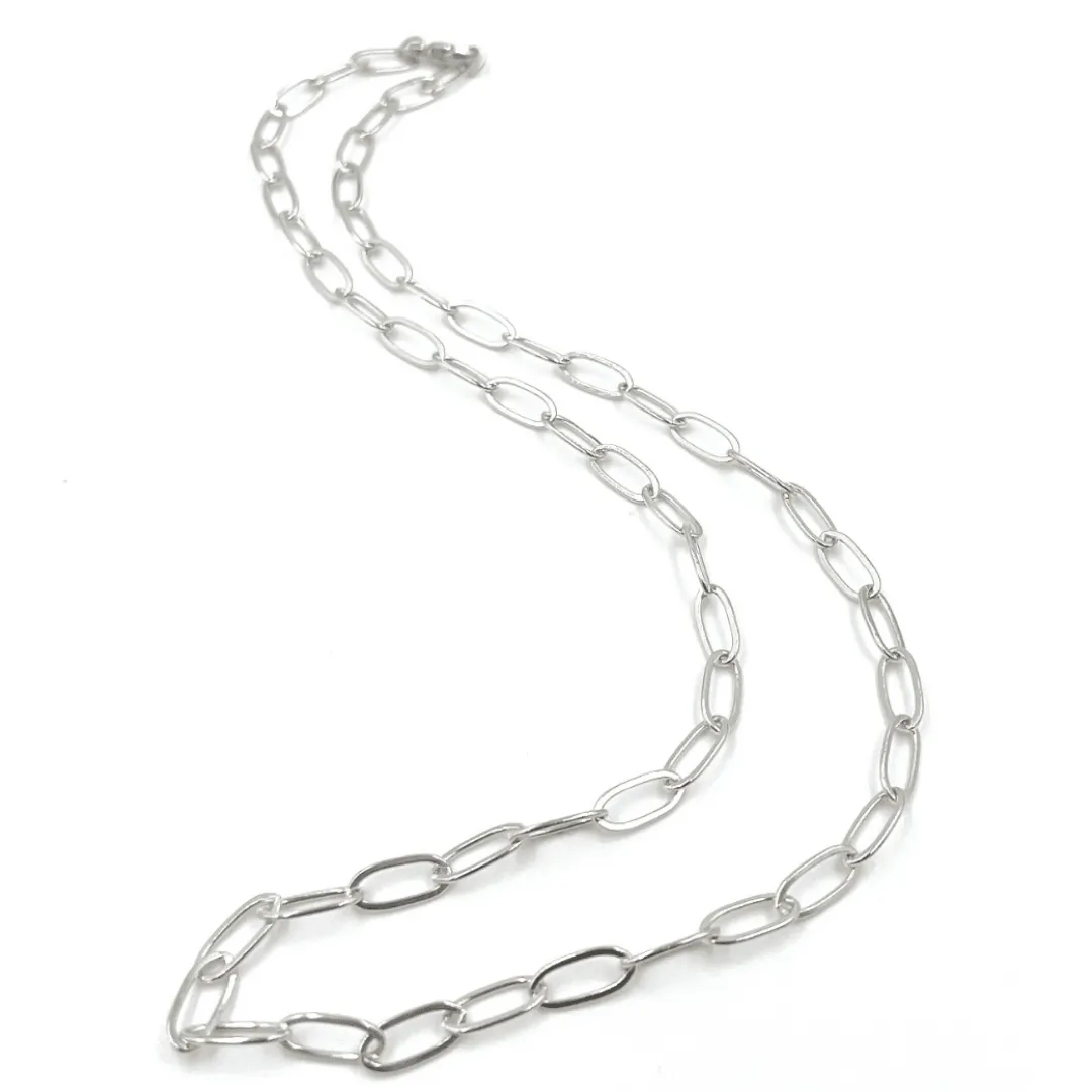 Sterling Silver Paperclip Links Necklace - 18"