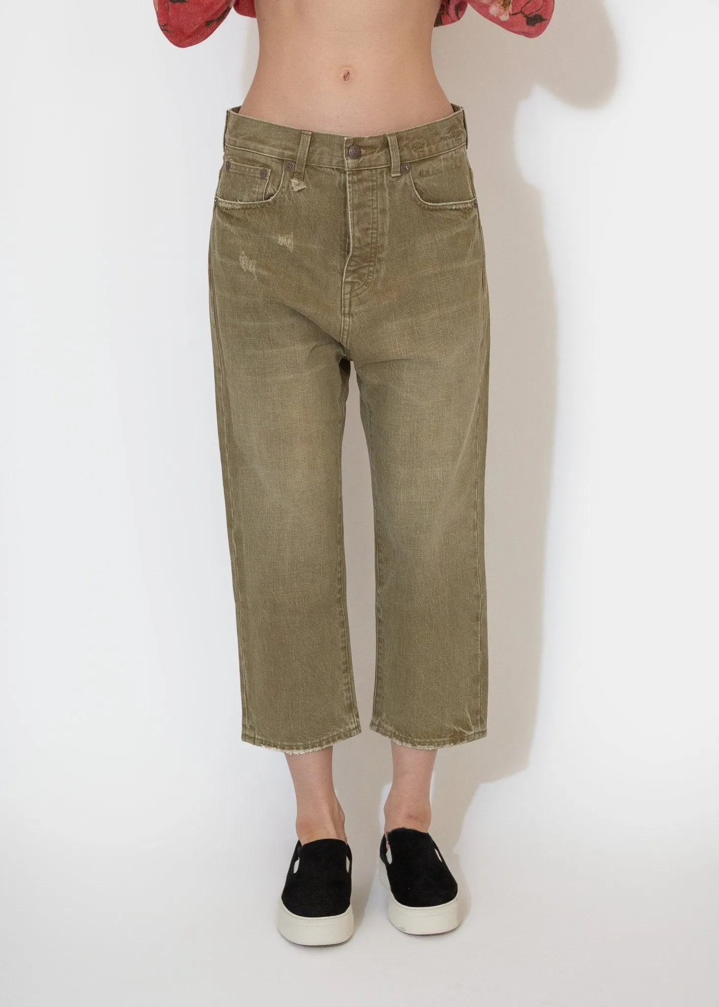 Tailored Drop Jean in Moss Green