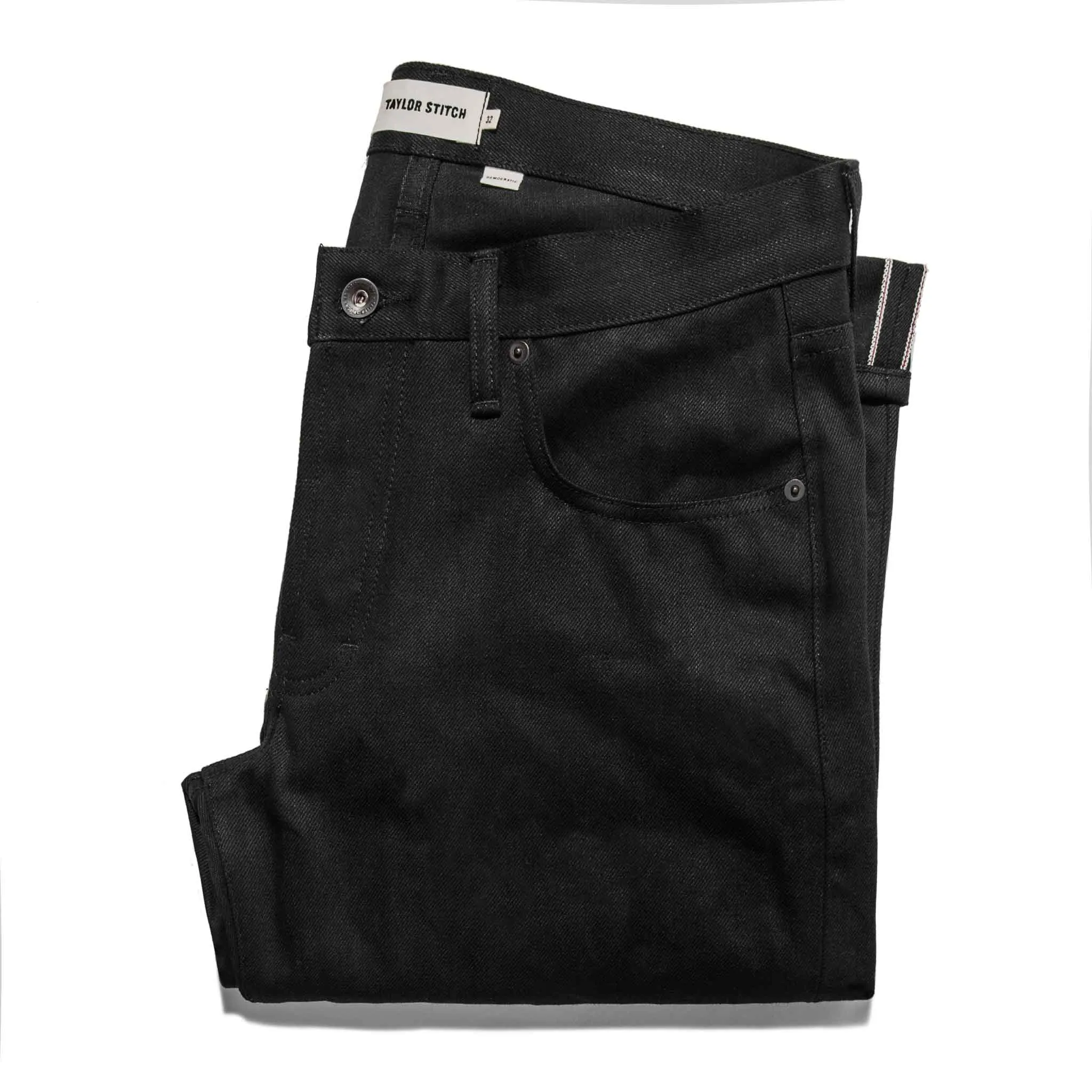 Optimized Title: Premium Black Selvage Jeans by Yoshiwa Mills – Democratic Fit