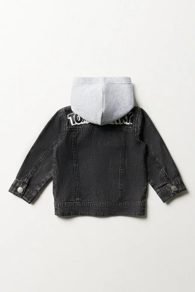 Tom & Jerry Hooded Denim Jacket Black