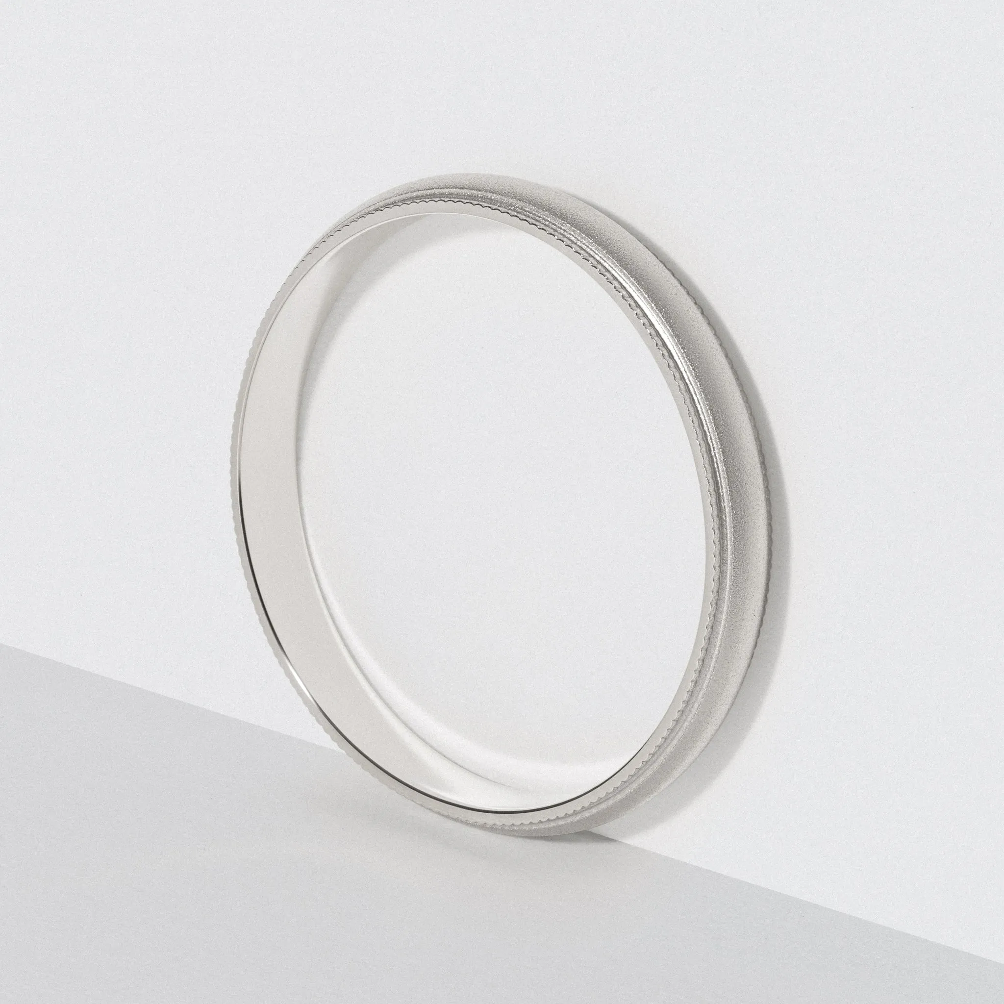 White Gold Classic Milgrain Wedding Band - Matte 3mm