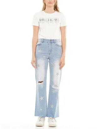 Willa Flare Denim Jeans w/Stars